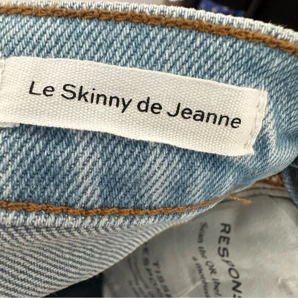 Frame Le Skinny de Jeanne Women's MR Silver Metallic Denim Skinny Jeans Size 24 - Picture 5 of 6